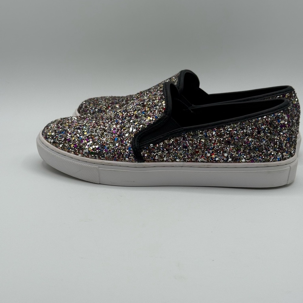 Steve Madden Ecentrog Leather Trim Multicolor Sparkly-Glitter Slip On Sneakers - Picture 14 of 16